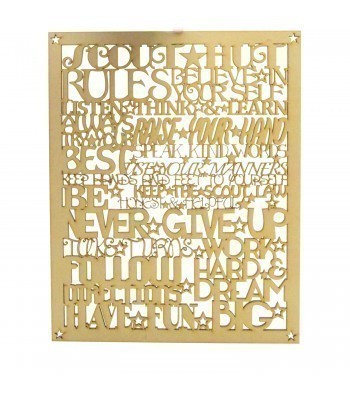 Laser Cut 'Scout Hut Rules' Long Quote Sign 